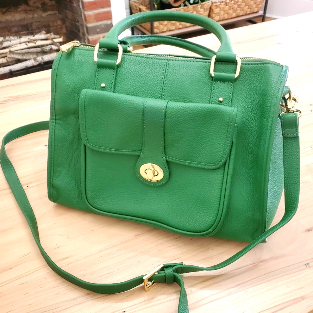 Ora delphine green leather purse bag tote